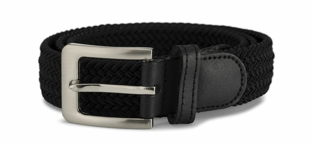 32mm Stretch Belt with Rectangular Silver Coloured Buckle